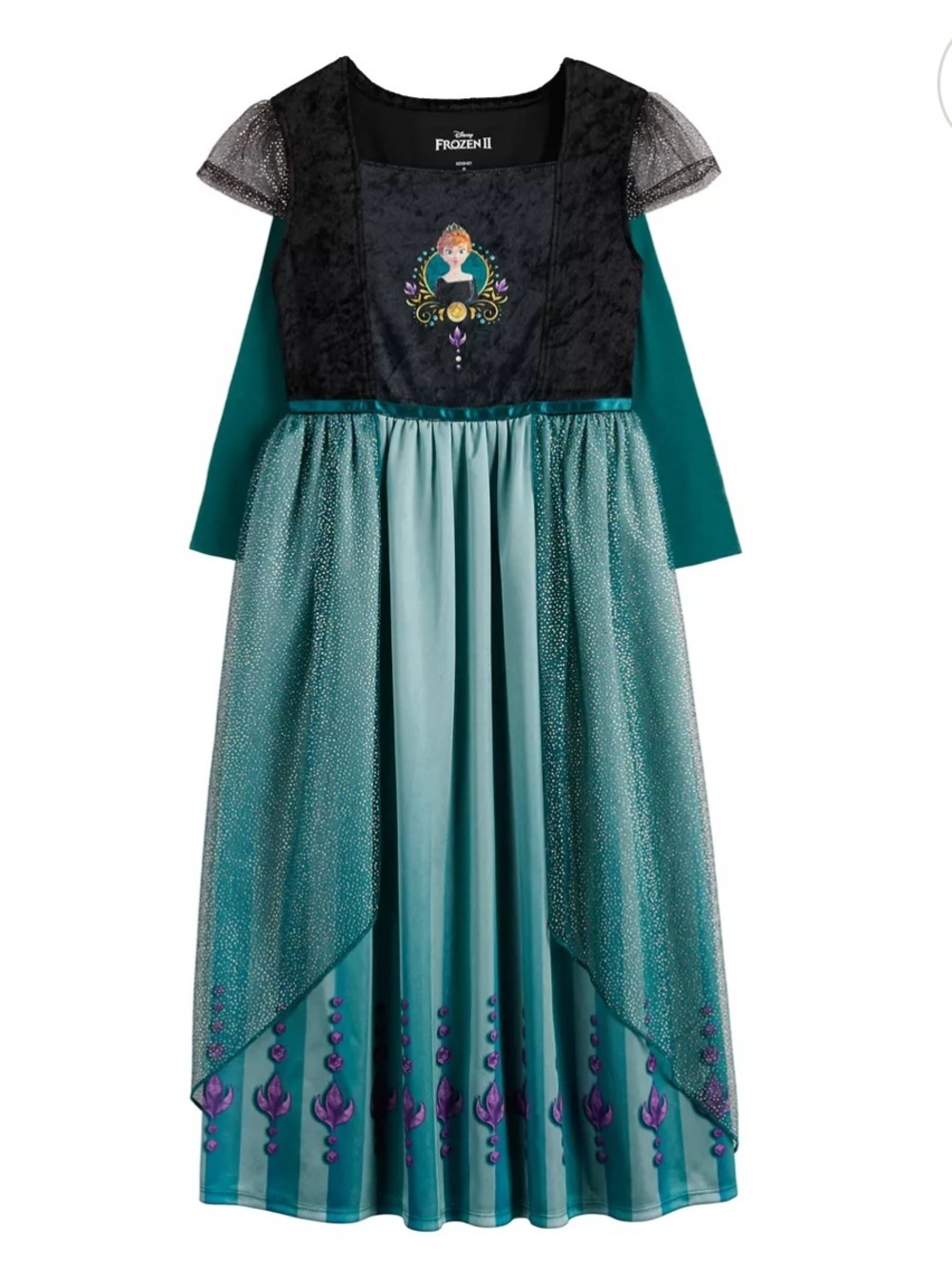 Disney Anna Teal and Black Sparkle Gown - Picture 4 of 7